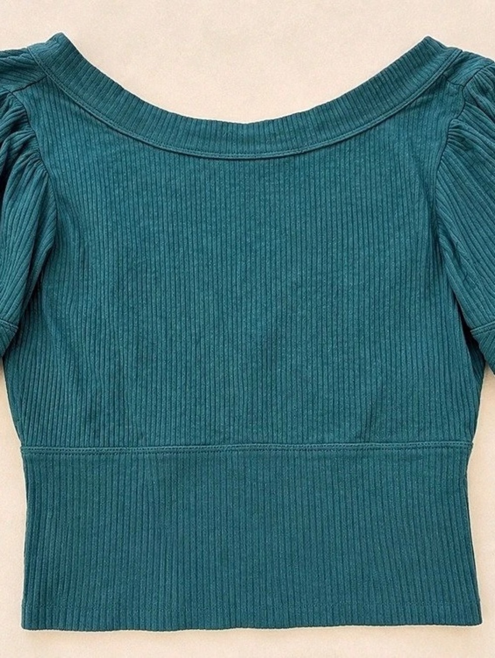 Free People Textured Puff Sleeve Tie-Front Top in Blue